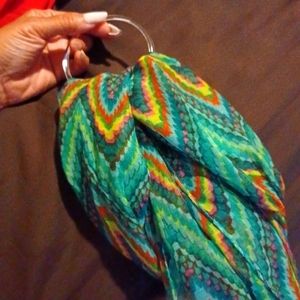 Beautifully Colorful Abstract Print Scarf Measures 70X26.